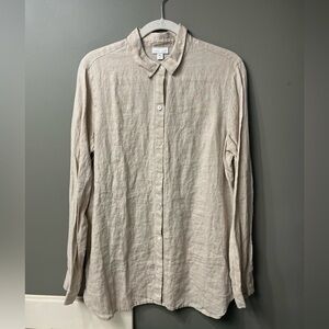 J. Jill Beige Button Down Shirt Size S Tall
